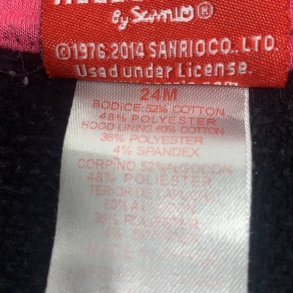 Toddler Hello Kitty Black & Pink Zip Up Hoodie Size 24 month - Picture 5 of 5